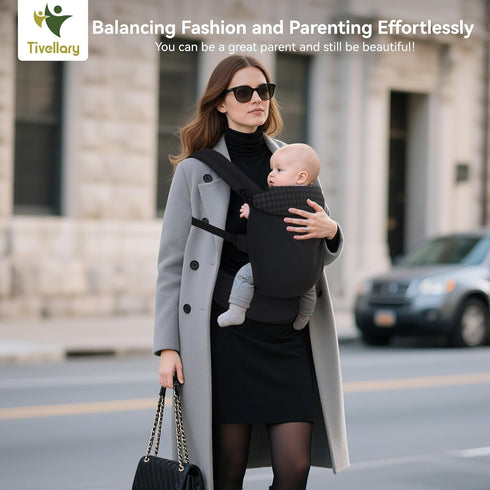(744 lbs) Tivellary Reversible Baby Carrier Black Solid & Houndstooth; Lightweight & Breathable Lyocell Fabric;