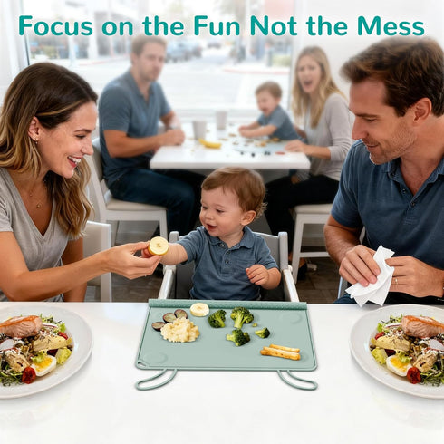 Silicone Placemat for Toddler Eating: Wipe Clean & Roll Up in The Diaper Bag - Table Mat
