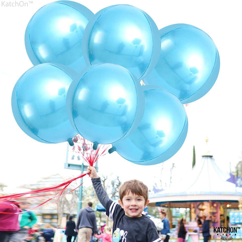 KatchOn Light Blue Foil Balloons - 22 Inch Pack of 6 for Baby Gender Reveal and Under The Sea Party Decorations