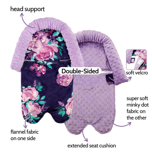 Baby Car Seat Head Support for Girls, Infant Carseat Insert Super Soft Fleece Newborn Headrest Seatbelt Covers for Car