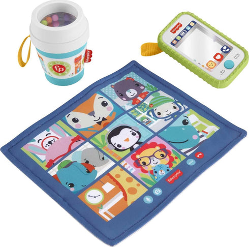 Fisher-Price Work From Home Toy Set, 3 take-along baby toys and teether