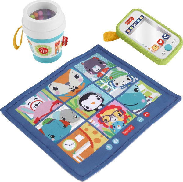 Fisher-Price Work From Home Toy Set, 3 take-along baby toys and teether
