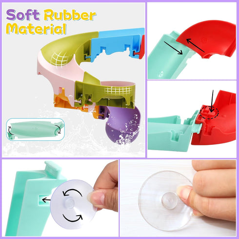 1-3 3-5 1 2 3 4 5 6 Fajiabao Toddler Bath Toys for Kids Ages Bathtub Toys DIY Slippery Slide Track Fun Baby Shower Toys