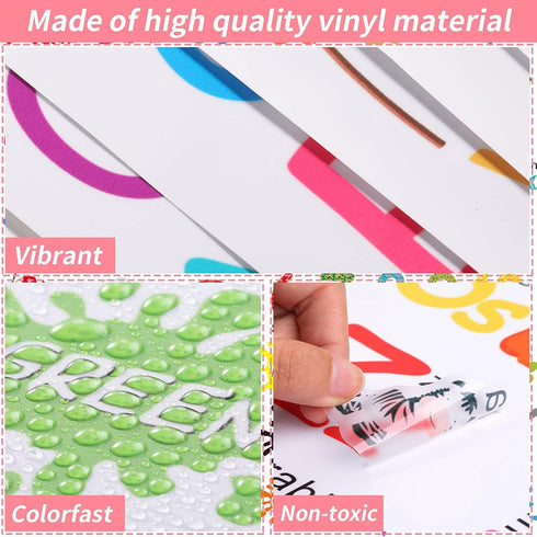 6 Sheets Alphabet Wall Decals for Classroom, Color Weather Learning Educational Stickers, Peel and Stick for Kids' Rooms