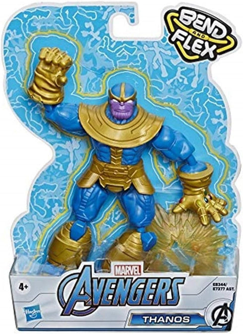 Avengers Marvel Bend and Flex Action Figure Toy, 6-Inch Flexible Thanos Figure, Includes Blast Accessory, for Kids Ages