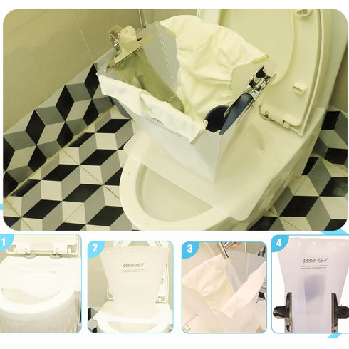 QOOMABA Cloth Diaper Sprayer Splatter Shield with Grabber Reacher Tool - Snap Design for Stability, One-Handed Rinsing