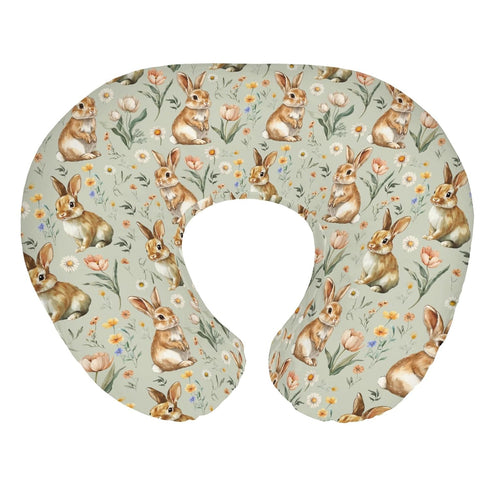 Vintage Rabbit Floral Nursing Pillow Covers for Boy Girl Spring Bunnies Flowers