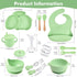 mraisebossup Set 15 Silicone Baby Feeding PcsBaby Spoons Suction Bowl Divided Plate Bib Cup Finger Brush Training