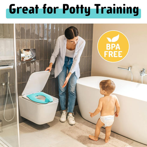 Maliton Travel Potty Seat for Toddler, Portable with Storage Bag, Aqua Green