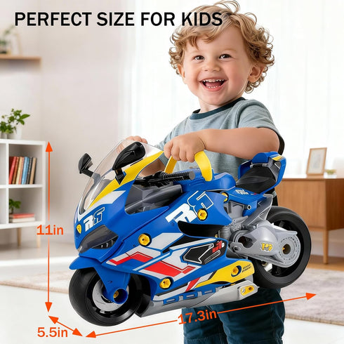 ZHYLLO 3-5, Set 3 4 5 6+ Take Apart Motorcycle Toy for Kids Mechanic Toy DIY Repair with LED Lights, Real Engine Sounds
