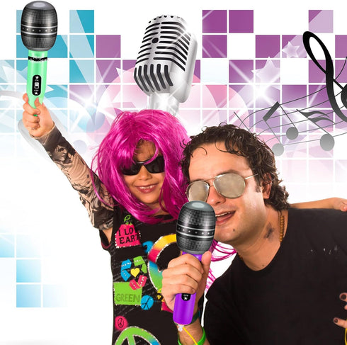 60 Pieces Inflatable Microphones Large Blow up Microphone Assorted Colors Inflatable Microphone Pretend Microphone