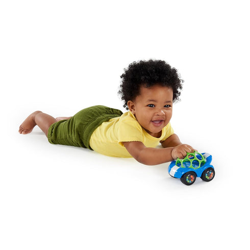 1 Pack, 3 Bright Starts Oball Easy Grasp Rattle & Roll Toy Sports Car BPA-Free Infant Crawling Toy, Age Months and up