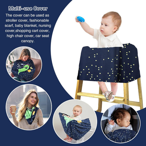 Metplus Car Seat Canopy Nursing Cover for Babies, Soft Stretchy Breastfeeding Cover for Boys, Girls, Infant Shower Gifts