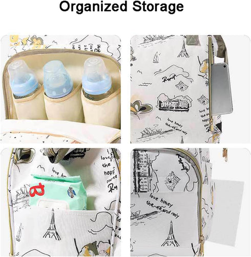 Ybberik Backpack Diaper Bag with Insulated Pockets, Stroller Straps, USB Charging Port, Large Lightweight Diaper Bag