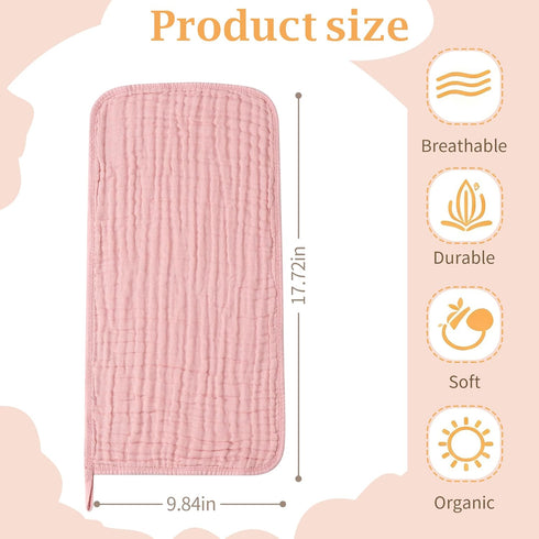 SnugOre 5 Pack 20x12 inches 6-Layer 100% Muslin Burp Cloths Large Baby Burping Cloths, Cotton for Newborn Boys Girls