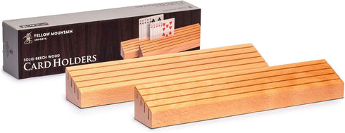 Set 2 Yellow Mountain Imports Extra-Wide Solid Beechwood Playing Card Holders