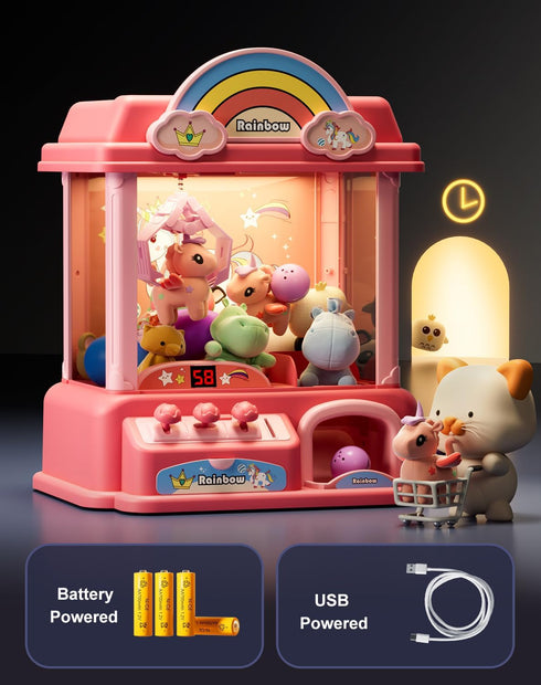 Claw Machine for Kids and Adults with Mini Prizes, Toys for Ages 8-13 Girls, Candy Machine Birthday Gifts for 6-12
