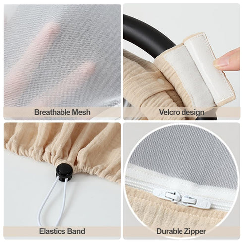 Muslin Cotton Baby Car Seat Cover for Boys and Girls, Summer Infant Car Seat Canopy with Breathable Mesh Window,