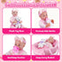 12" Set, 1-3 AuntyFey Baby Doll Baby Doll Bassinet with Accessory for Girl Toddlers with Bottle, Teddy Bear, Pillow
