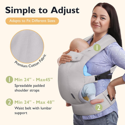 mommore Baby Carrier Newborn to Toddler, Ergonomic Baby Infant Carrier with Lumbar Support, Comfort with Adjustable