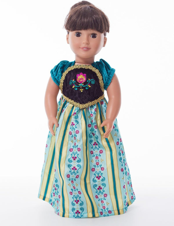 Little Adventures Princess Coronation Doll Dress - Machine Washable Child Pretend Play Clothes - Doll Not Included