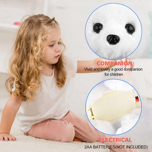 WorWoder Bichon Frise Toy Puppy Electronic Interactive Pet Dog - Walking, Barking, Tail Wagging Companion for Kids