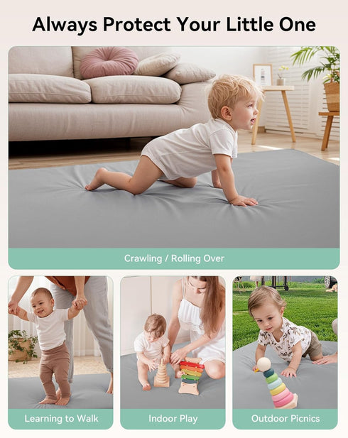 50 50 COMOMY Vegan Leather Baby Play Mats for Floor, x Play Mat for Playpen, Thickened High-Density Foam Playmats