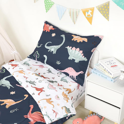 Set 4 Set Toddler Bedding for Boys, Piece Toddler Boy Bedding, Super Soft Crib Comforter Includes Comforter, Flat