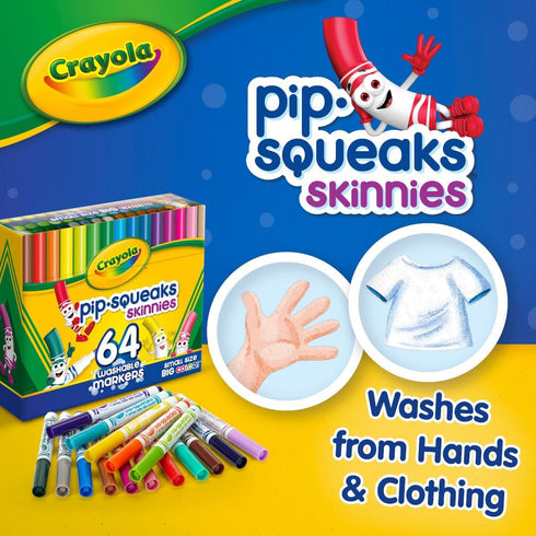 Crayola Pip-Squeaks Skinnies Washable Markers (64ct) - Mini Coloring Markers for Kids Craft Supplies