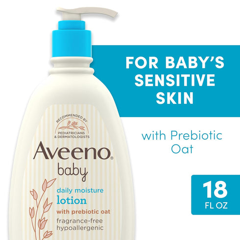 18 oz Aveeno Baby Daily Moisture Body Lotion for Sensitive Skin, Hypoallergenic Moisturizing Baby Lotion