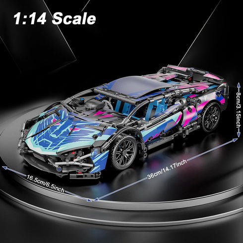 Sport Car Building Block Sets for Adults, Race Car with LED Lights Collectible 1:14 MOC Model Engineering Toy Birthday