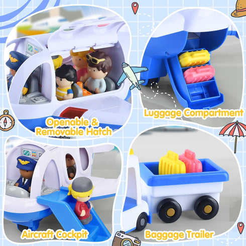 PLAY Airplane Toy for Kids, Toddler Travel Plane Toys 2+ Years Old, Musical Toy Airplane with Lights, Small Figures &