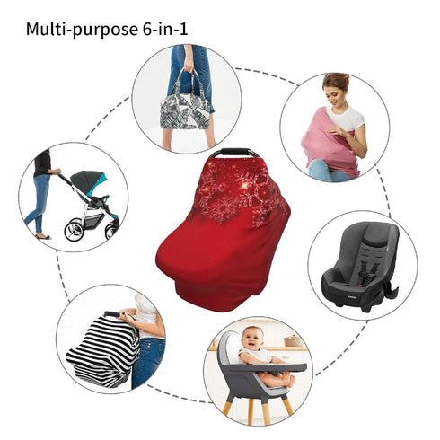 Schgap Christmas Car Seat Covers Canopy for Baby, Nursing Cover Breastfeeding Baby Carrier Cover Stretchy Carseat