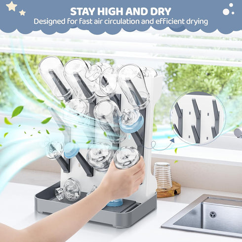 Dayacoco Countertop Baby Bottle Drying Rack, Space Saving Vertical Bottles Dryer Holder, Standing Bottle Drying Rack