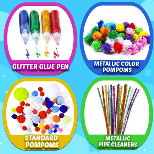 Goody King Arts and Crafts Supplies for Kids, Craft Art Supply Jar Kit for Ages 4-10, Collage Arts Set for Toddlers