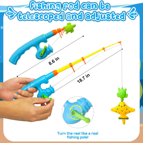 TOY Life Magnetic Fishing Game for Kids 3-5, Toddler Fishing Poles for Pool Water Fish Bath Toys