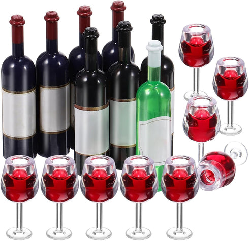 NUOBESTY Mini Bottles 18Pcs Dollhouse Champagne Set Miniature Red Wine Bottle Mini