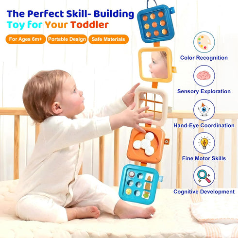 Toylfort 1 6-12 1-3 Montessori Busy Board for Year Old, Airplane Toys for Babies Months, Sensory Fine Motor Skills