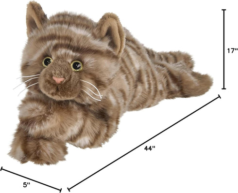 Bearington Collection Louie Cat 15-Inch Plush Toy, Realistic Tabby Stuffed Animal for Kids