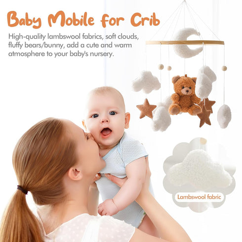 let's make Baby Mobile for Crib Bear Cloud Crib Mobile Handmade Furry Nursery Mobile Gender Neutral Crib Toy Hanging