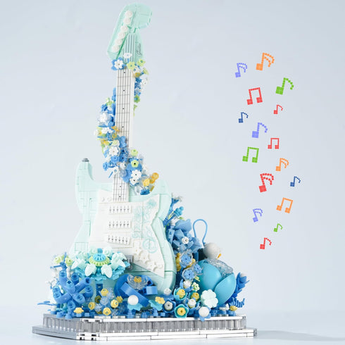 Flower Bouquet Guitar Building Blocks Set, 1125PCS Music Instruments Guitar Bricks Set,