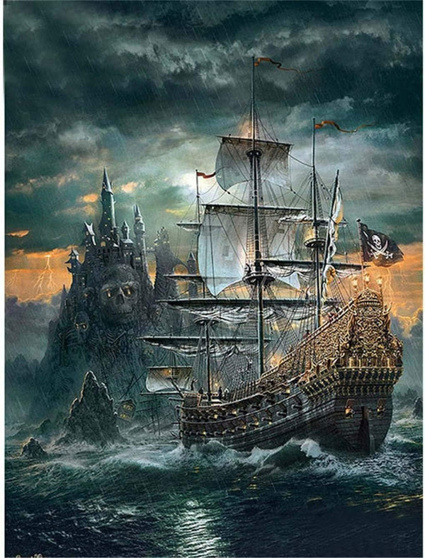Nichpedr 1000 Pieces Jigsaw Puzzles for Adults Teens Pirates Sailboats Fun Game Props