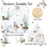 Set LifeTree Muslin Swaddle Blankets, Muslin Baby Boy Swaddle Blanket and Hat with Birth Announcement Card, Newborn