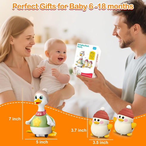 6-12 Tummy 1 Musical Crawling Duck Baby Toys for Months : Interactive Sensory Toy with Waddling & Calming Light