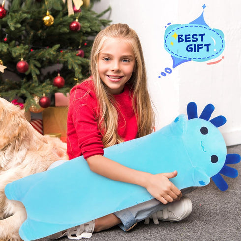 Long Soft Axolotl Stuffed Animals, Cute 50cm Plush Pillow Gifts for Kids Girlfriend (Blue)