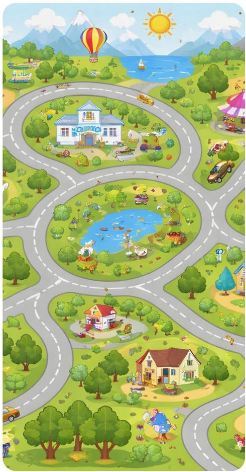 CZXW Cartoon Town Map Crib Sheets Fitted 52" x 28" Natural Cotton Soft