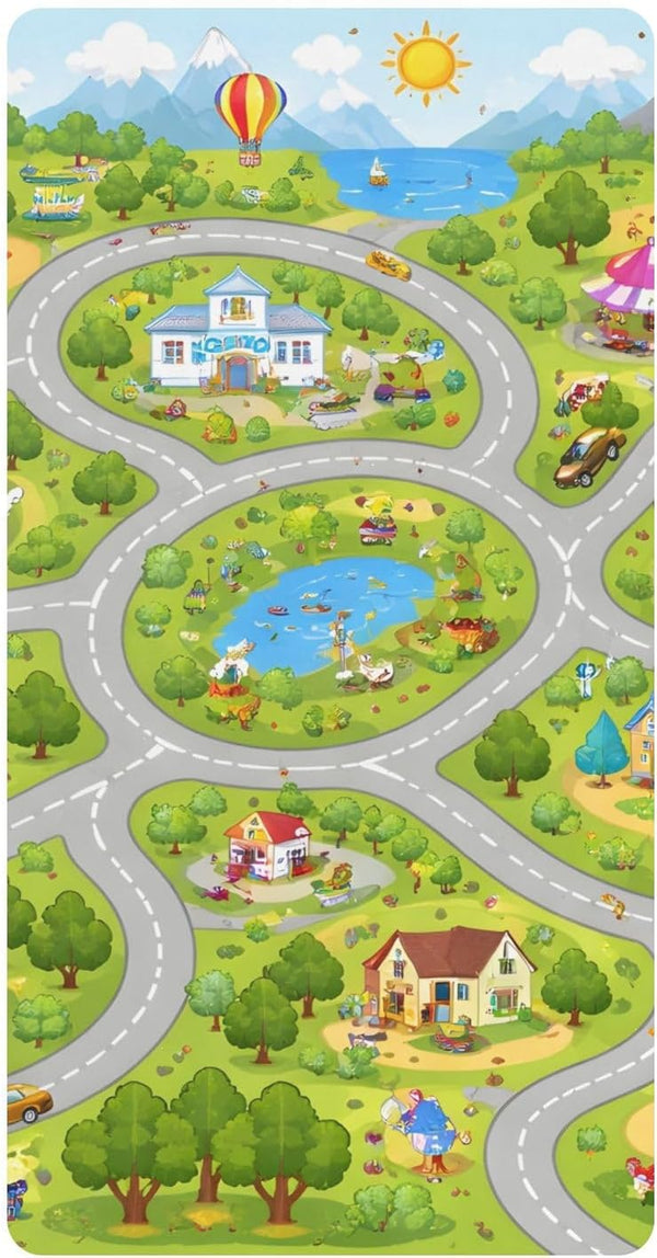 CZXW Cartoon Town Map Crib Sheets Fitted 52" x 28" Natural Cotton Soft