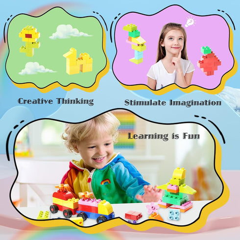 208 Set 3+, Piece Large Building Blocks - Classic Big Bricks Compatible with All Major Brands, STEM Educational Toys