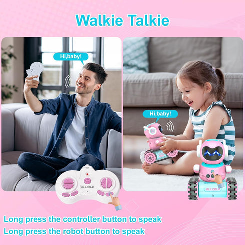 Programming, 3-8 ALLCELE LED RC Robot Toys for Girls with Music, Demo and LED Function, Remote Control Robot Toy, Gift