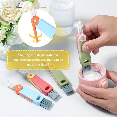 YLMFTNU 12Pcs 3 1 in Cup Lid Gap Cleaning Brush, Long Water Bottle Straw Cleaner Brush, Crevice Cleaning Brush Tools